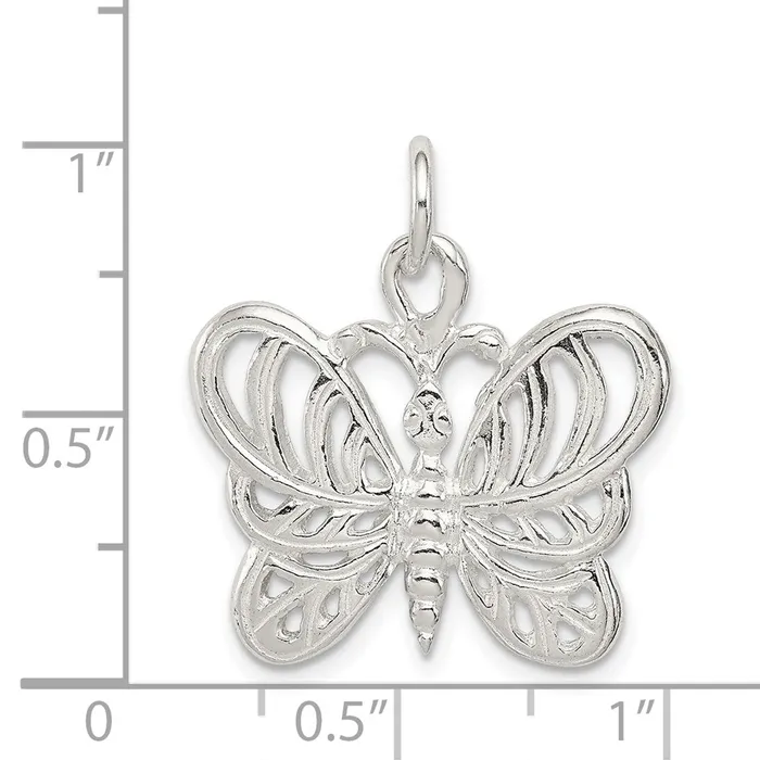 TreasureFineJewelers Sterling Silver Butterfly Charm Rings