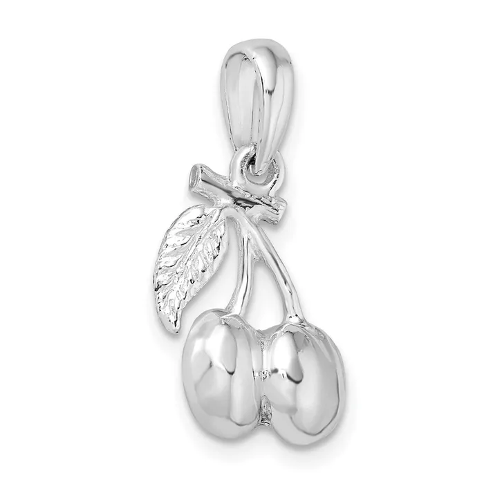 TreasureFineJewelers Sterling Silver Polished 3D Cherries Pendant Necklaces