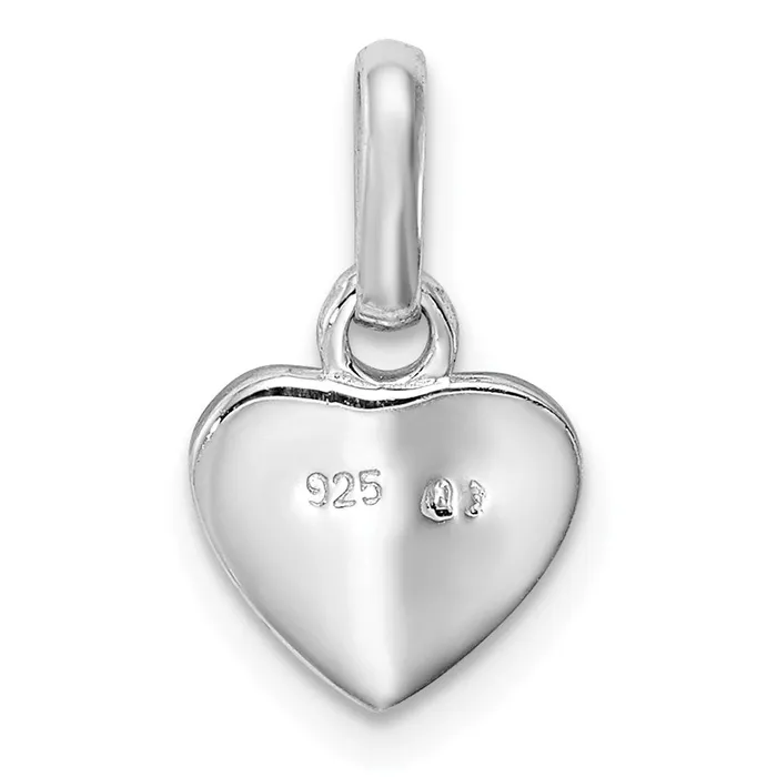 TreasureFineJewelers Sterling Silver RH Plated Childs Pink Glittered Enamel Heart Pendant Necklaces