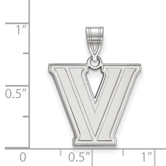 TreasureFineJewelers Sterling Silver Rhodiumplated Villanova University Letter V Medium Pendant Necklaces
