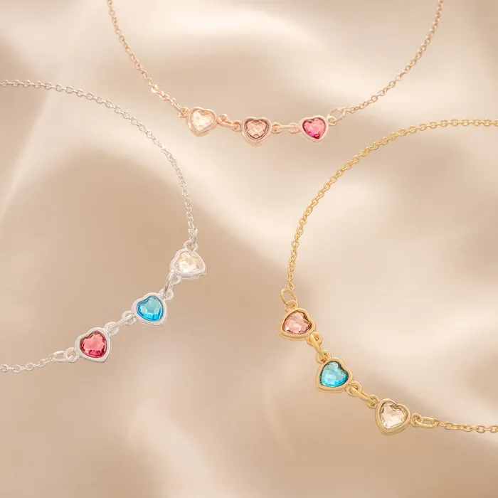 Trendolla Jewelry 925 Silver Three Love Shop Personalized Heart Bracelets Necklaces