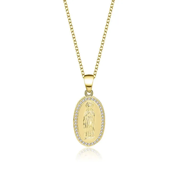 Trendolla Jewelry Necklaces Oval Zirconia Virgin Mary S925 Virgencita Necklace Trendolla Jewelry Necklaces Oval Zirconia Virgin Mary S925 Virgencita Necklace