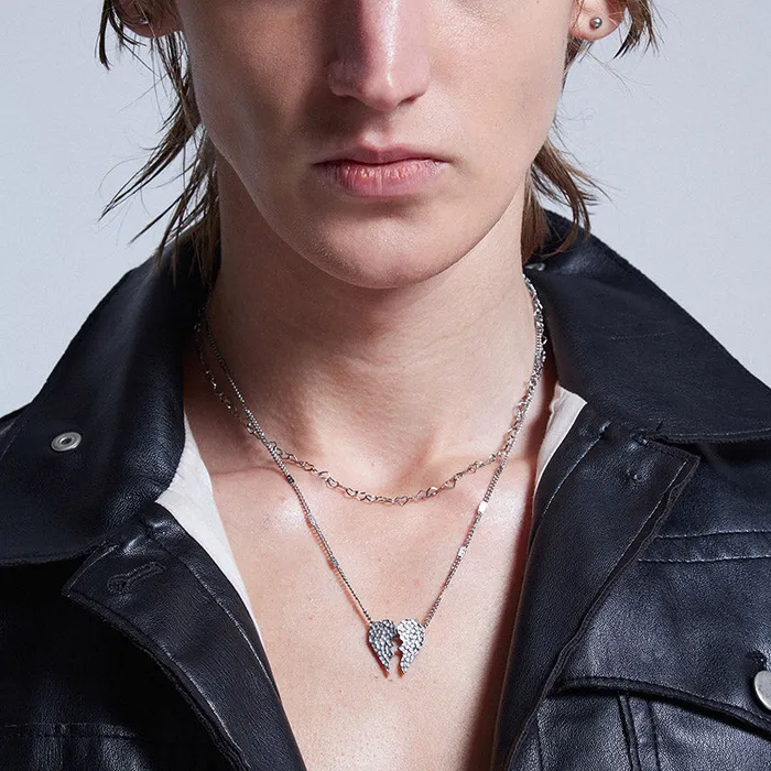 Blackheadshop Necklaces Rebellion Revolution Pinned Heart Charm Stacked Necklace Blackheadshop Necklaces Rebellion Revolution Pinned Heart Charm Stacked Necklace