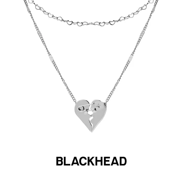 Blackheadshop Necklaces Rebellion Revolution Pinned Heart Charm Stacked Necklace Blackheadshop Necklaces Rebellion Revolution Pinned Heart Charm Stacked Necklace
