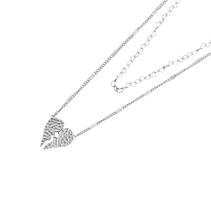 Blackheadshop Necklaces Rebellion Revolution Pinned Heart Charm Stacked Necklace Blackheadshop Necklaces Rebellion Revolution Pinned Heart Charm Stacked Necklace