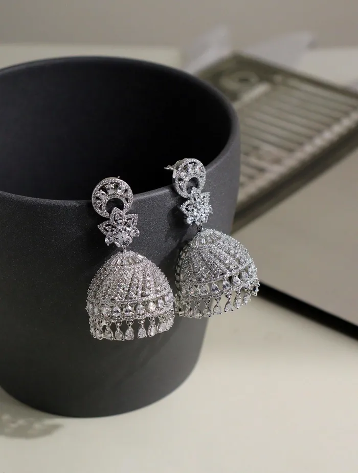 Curio Cottage Earrings Diamante Cubic Zirconia Statement Jhumka Earrings Curio Cottage Earrings Diamante Cubic Zirconia Statement Jhumka Earrings