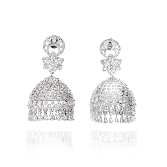 Curio Cottage Earrings Diamante Cubic Zirconia Statement Jhumka Earrings Curio Cottage Earrings Diamante Cubic Zirconia Statement Jhumka Earrings