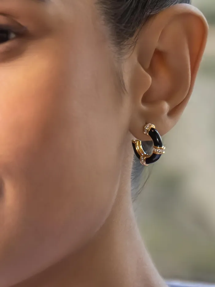Curio Cottage Earrings The Black Bali Enameled Earrings Curio Cottage Earrings The Black Bali Enameled Earrings