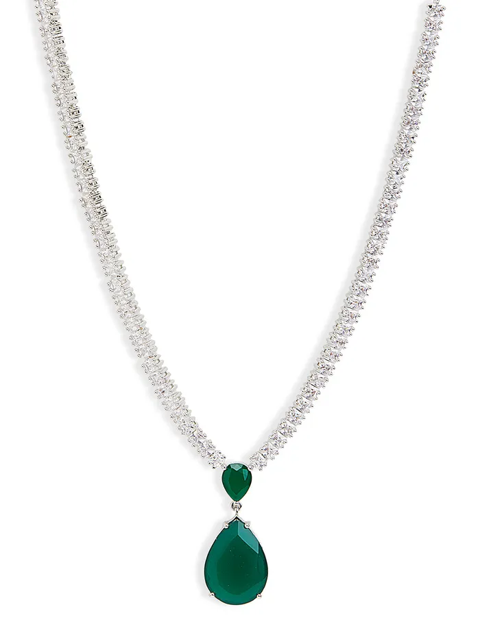 Diamante Emerald Pendent Necklace Set Curio Cottage Necklaces Diamante Emerald Pendent Necklace Set Curio Cottage Necklaces