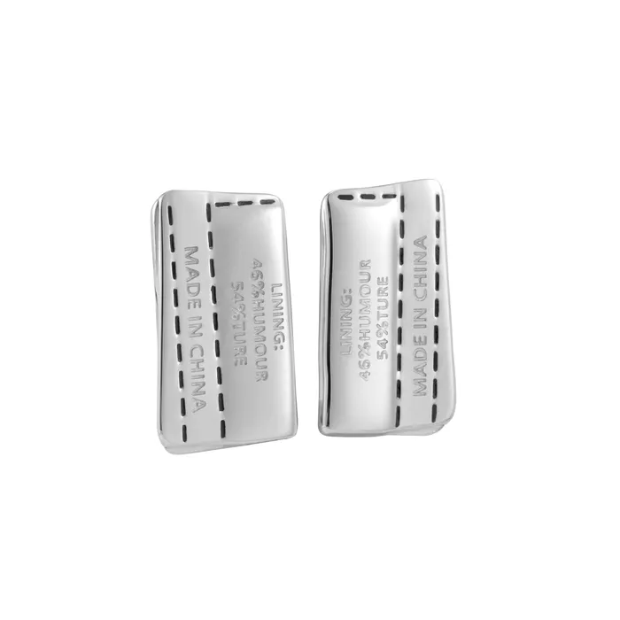 Earrings Blackheadshop Composition Label Metal Stud Earrings