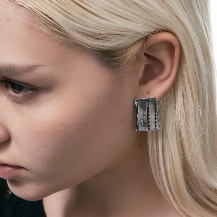 Earrings Blackheadshop Composition Label Metal Stud Earrings