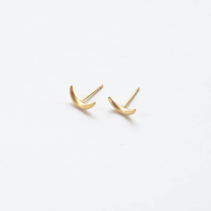 Earrings Tashi Brushed Gold Vermeil Moon Studs