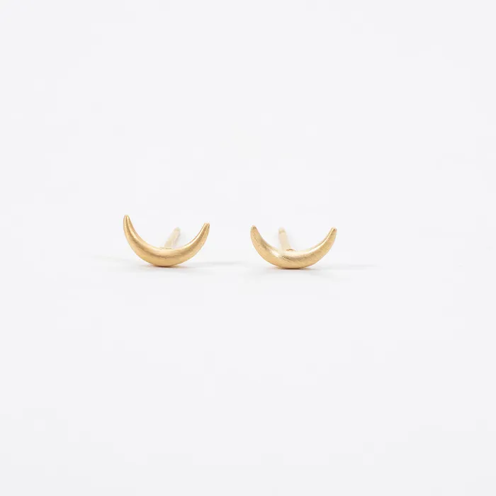 Earrings Tashi Brushed Gold Vermeil Moon Studs