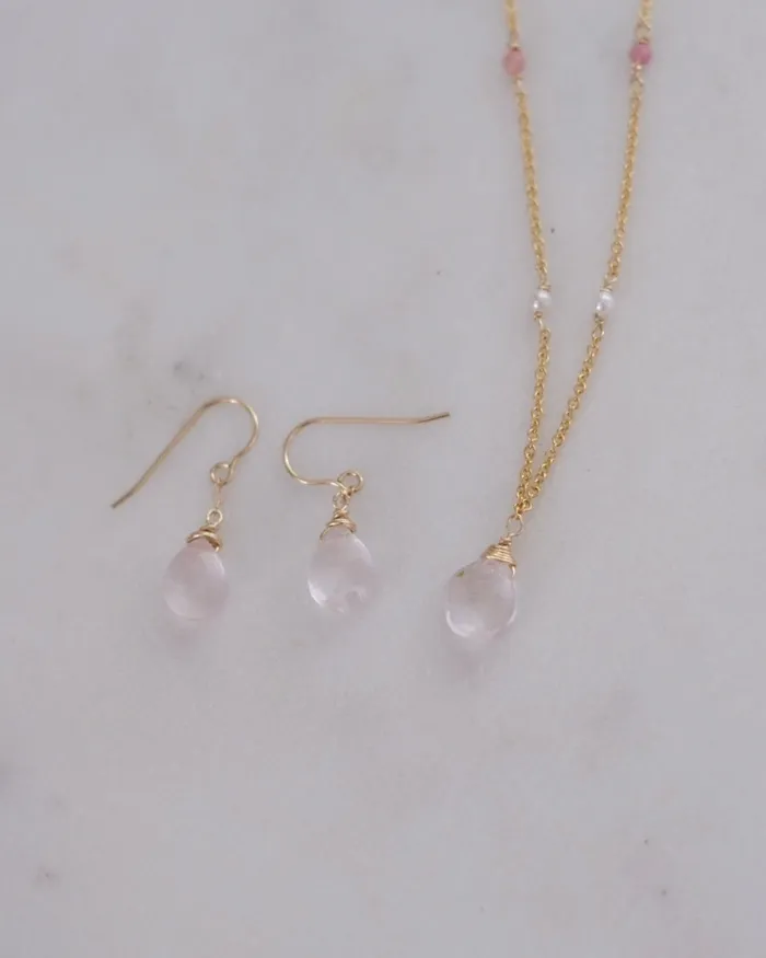 ERIJEWELRY Rose quartz drop earrings Earrings ERIJEWELRY Rose quartz drop earrings Earrings