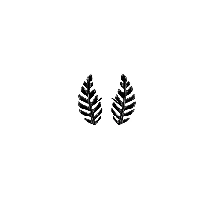 Kinsley Armelle Earrings Goddess Collection Black Dainty Laurel Leaf Stud Earrings