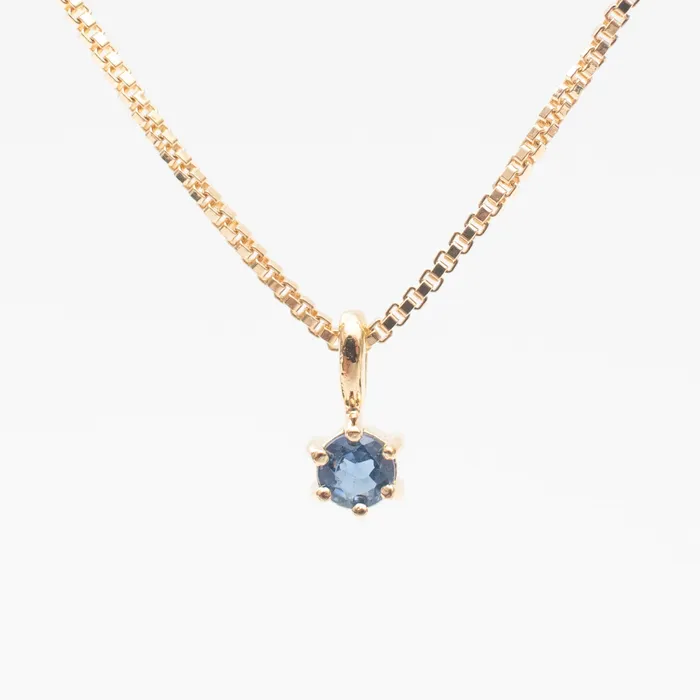 Necklaces Tashi Gold Vermeil Round Claw Set Blue Sapphire Necklace
