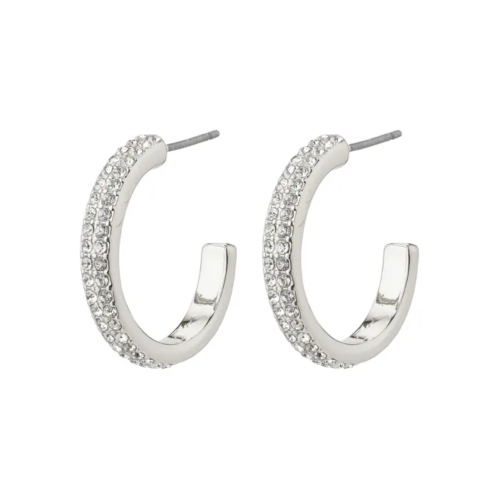 Pilgrim Rings Heat Silver Plated Crystal Hoops