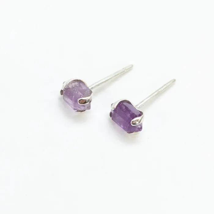 Rings Mimi Marge Silver Faceted Amethyst Studs