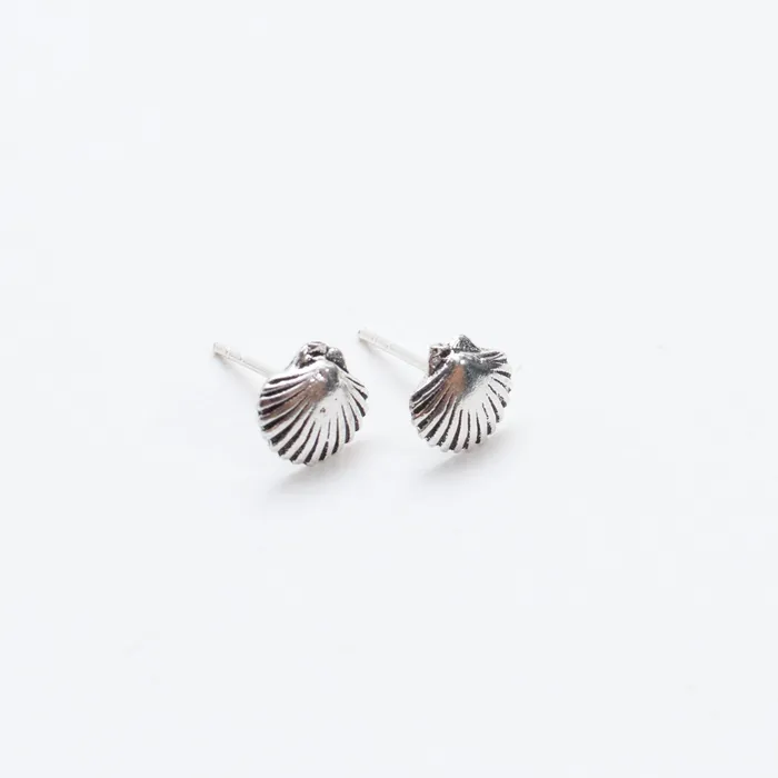 Rings Silver Little Shell Studs Silver Lotus
