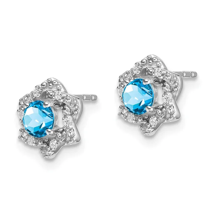 14k White Gold Blue Topaz and Diamond Post EarringsWBCEM7459BT006WA WB Choice Jewelry Earrings 14k White Gold Blue Topaz and Diamond Post EarringsWBCEM7459BT006WA WB Choice Jewelry Earrings