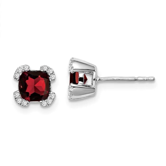 14k White Gold Cushion Garnet and Diamond EarringsWBCEM7107GA010WA WB Choice Jewelry Earrings 14k White Gold Cushion Garnet and Diamond EarringsWBCEM7107GA010WA WB Choice Jewelry Earrings