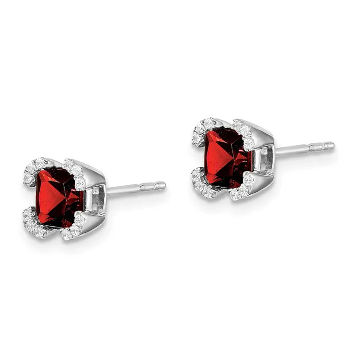 14k White Gold Cushion Garnet and Diamond EarringsWBCEM7107GA010WA WB Choice Jewelry Earrings 14k White Gold Cushion Garnet and Diamond EarringsWBCEM7107GA010WA WB Choice Jewelry Earrings