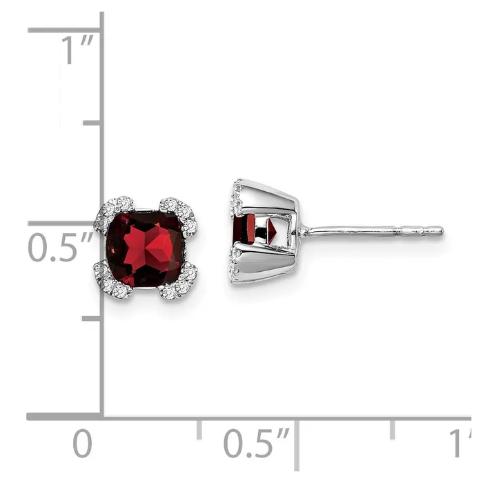 14k White Gold Cushion Garnet and Diamond EarringsWBCEM7107GA010WA WB Choice Jewelry Earrings 14k White Gold Cushion Garnet and Diamond EarringsWBCEM7107GA010WA WB Choice Jewelry Earrings