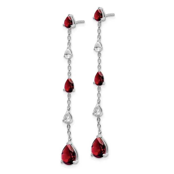 14k White Gold Garnet and White Topaz Dangle EarringsWBCEM7090GAWA WB Choice Jewelry Earrings 14k White Gold Garnet and White Topaz Dangle EarringsWBCEM7090GAWA WB Choice Jewelry Earrings