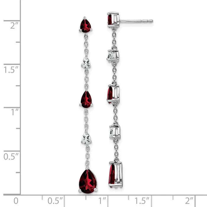 14k White Gold Garnet and White Topaz Dangle EarringsWBCEM7090GAWA WB Choice Jewelry Earrings 14k White Gold Garnet and White Topaz Dangle EarringsWBCEM7090GAWA WB Choice Jewelry Earrings