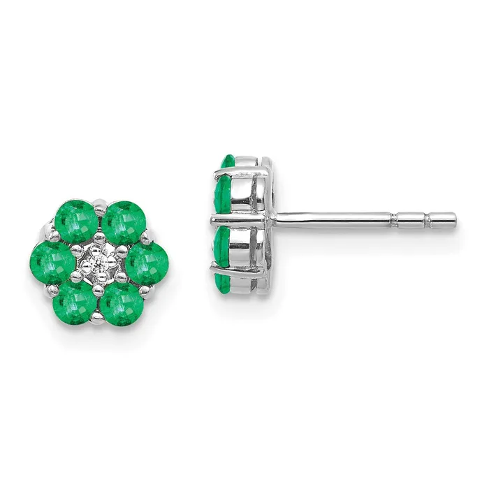 14k White Gold Polished Emerald and Diamond Post EarringsWBCEM5609EM001WA WB Choice Jewelry Earrings