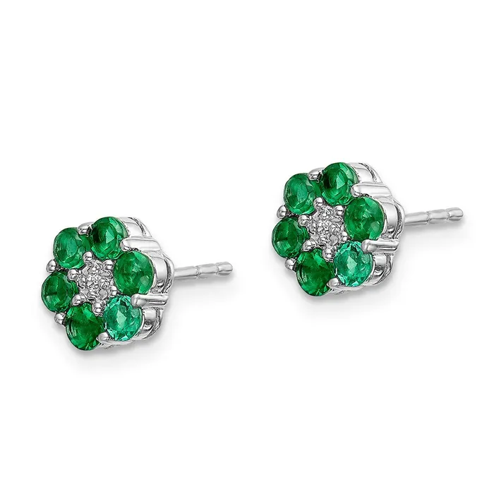 14k White Gold Polished Emerald and Diamond Post EarringsWBCEM5609EM001WA WB Choice Jewelry Earrings 14k White Gold Polished Emerald and Diamond Post EarringsWBCEM5609EM001WA WB Choice Jewelry Earrings