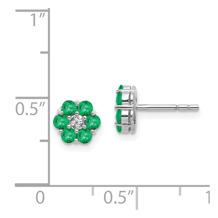 14k White Gold Polished Emerald and Diamond Post EarringsWBCEM5609EM001WA WB Choice Jewelry Earrings 14k White Gold Polished Emerald and Diamond Post EarringsWBCEM5609EM001WA WB Choice Jewelry Earrings