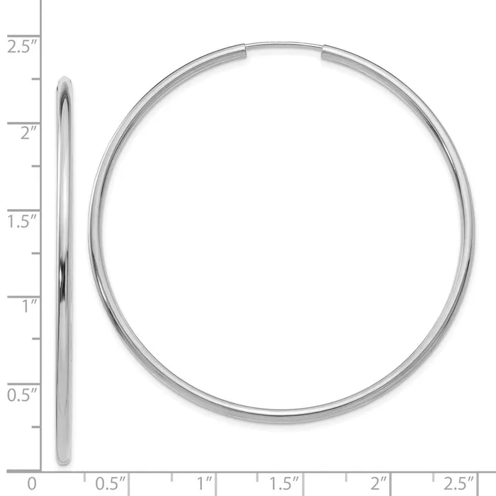 14k White Gold Polished Endless 2mm Hoop EarringsWBCH998 WB Choice Jewelry Earrings 14k White Gold Polished Endless 2mm Hoop EarringsWBCH998 WB Choice Jewelry Earrings