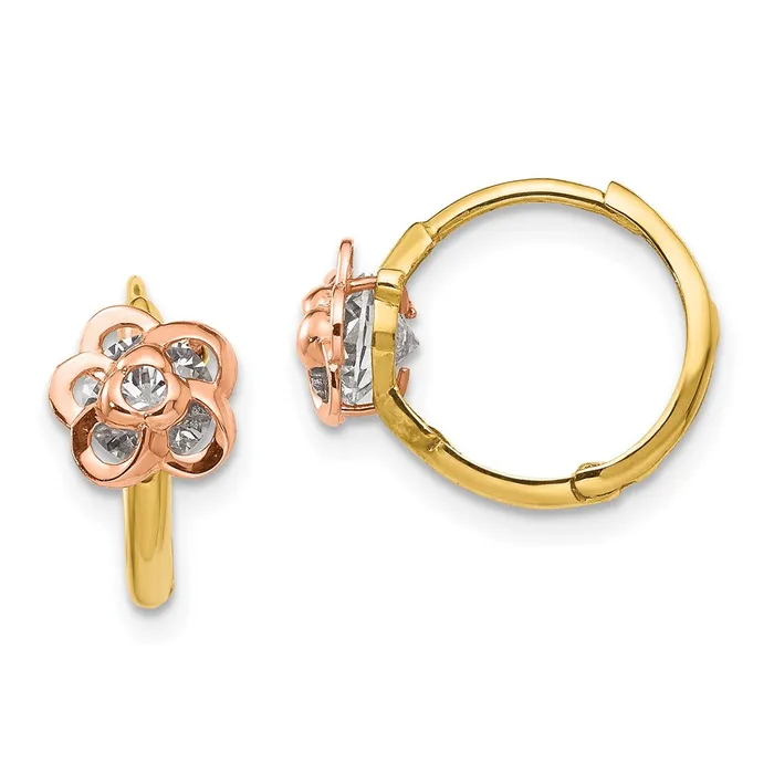 14k Yellow Rose Gold Madi K CZ Flower Hinged Hoop EarringsWBCGK789 WB Choice Jewelry Earrings 14k Yellow Rose Gold Madi K CZ Flower Hinged Hoop EarringsWBCGK789 WB Choice Jewelry Earrings