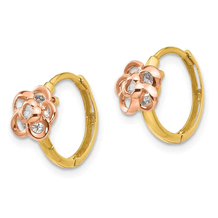 14k Yellow Rose Gold Madi K CZ Flower Hinged Hoop EarringsWBCGK789 WB Choice Jewelry Earrings 14k Yellow Rose Gold Madi K CZ Flower Hinged Hoop EarringsWBCGK789 WB Choice Jewelry Earrings