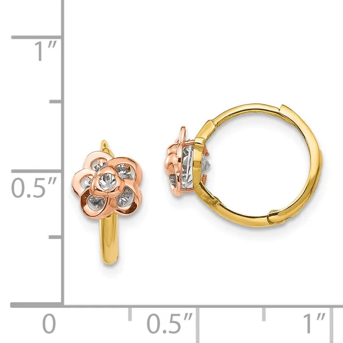 14k Yellow Rose Gold Madi K CZ Flower Hinged Hoop EarringsWBCGK789 WB Choice Jewelry Earrings 14k Yellow Rose Gold Madi K CZ Flower Hinged Hoop EarringsWBCGK789 WB Choice Jewelry Earrings