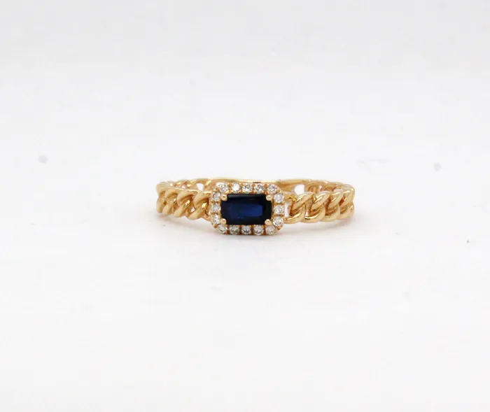 14KY 37 Ct Sapphire and 07 Cttw Diamond Ring ROYAL JEWELRY MFG INC Rings