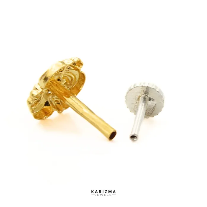 18K Real Gold Women pretty gifts Nose stud nose ring Push Pin Karizma Jewels Rings