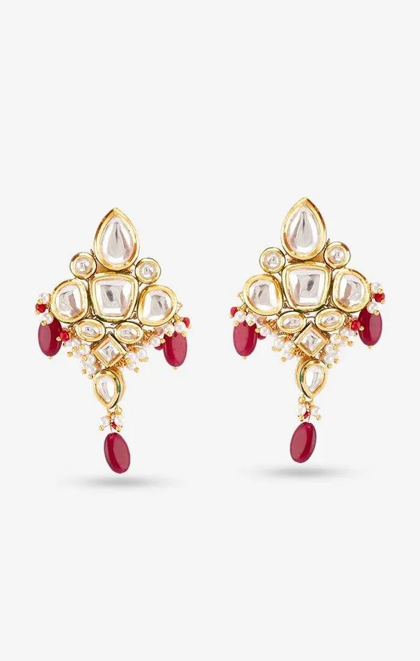Adara Red Kundan Earrings PRERTO ECOMMERCE PRIVATE LIMITED Earrings