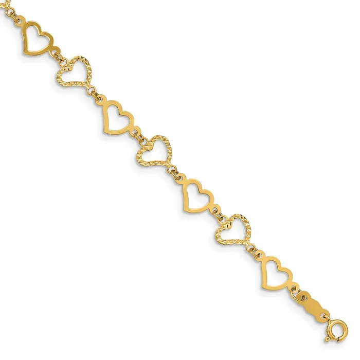 Bracelets WB Choice Jewelry 14K Flat Diamond Cut Open Hearts BraceletWBCFB1358725 Bracelets WB Choice Jewelry 14K Flat Diamond Cut Open Hearts BraceletWBCFB1358725