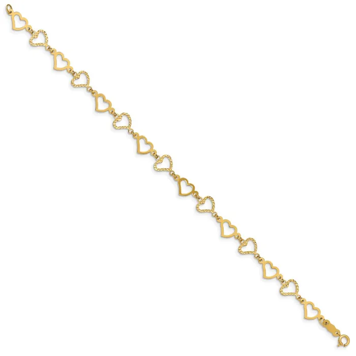 Bracelets WB Choice Jewelry 14K Flat Diamond Cut Open Hearts BraceletWBCFB1358725 Bracelets WB Choice Jewelry 14K Flat Diamond Cut Open Hearts BraceletWBCFB1358725