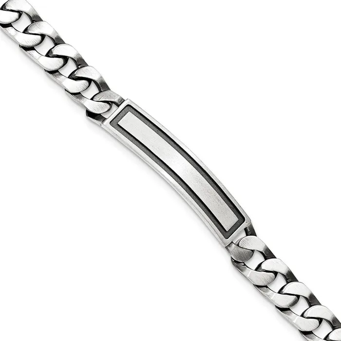 Bracelets WB Choice Jewelry Sterling Silver Antiqued Satin Curb Link ID BraceletWBCQID20485 Bracelets WB Choice Jewelry Sterling Silver Antiqued Satin Curb Link ID BraceletWBCQID20485