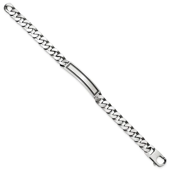 Bracelets WB Choice Jewelry Sterling Silver Antiqued Satin Curb Link ID BraceletWBCQID20485 Bracelets WB Choice Jewelry Sterling Silver Antiqued Satin Curb Link ID BraceletWBCQID20485