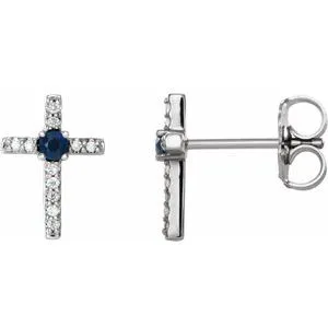Earrings Platinum LabCreated Blue Sapphire 05 CTW Diamond Cross EarringsR17021659PSTWBC WB Choice Jewelry Earrings Platinum LabCreated Blue Sapphire 05 CTW Diamond Cross EarringsR17021659PSTWBC WB Choice Jewelry