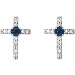 Earrings Platinum LabCreated Blue Sapphire 05 CTW Diamond Cross EarringsR17021659PSTWBC WB Choice Jewelry Earrings Platinum LabCreated Blue Sapphire 05 CTW Diamond Cross EarringsR17021659PSTWBC WB Choice Jewelry