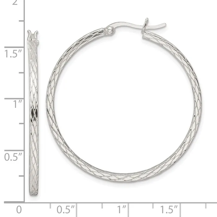 Earrings Sterling Silver Diamond Pattern Hoop EarringsWBCQE15845 WB Choice Jewelry Earrings Sterling Silver Diamond Pattern Hoop EarringsWBCQE15845 WB Choice Jewelry