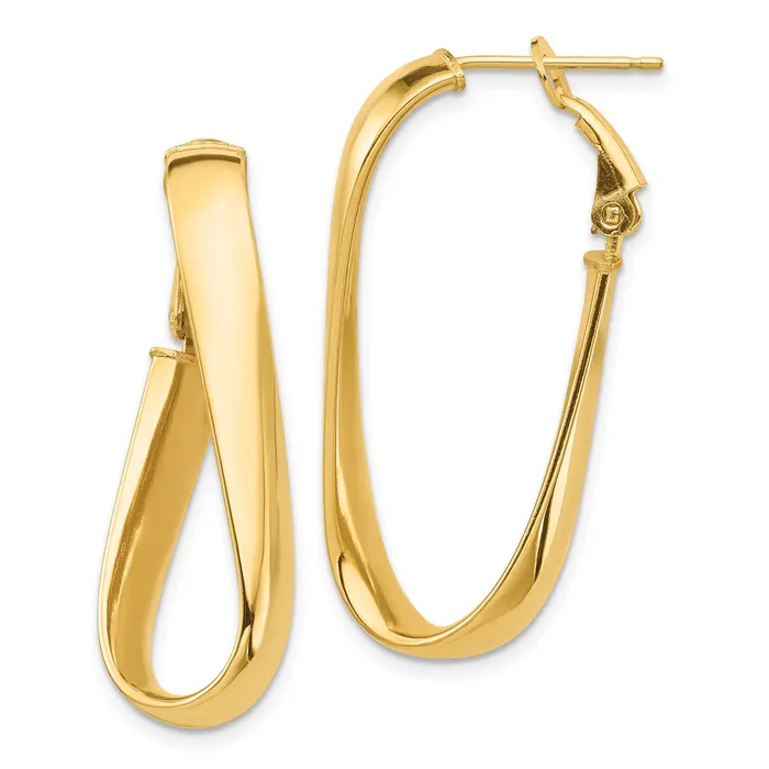 Earrings WB Choice Jewelry 14k High Polished 5mm Twisted Oval Omega Back Hoop EarringsWBCPRE990 Earrings WB Choice Jewelry 14k High Polished 5mm Twisted Oval Omega Back Hoop EarringsWBCPRE990