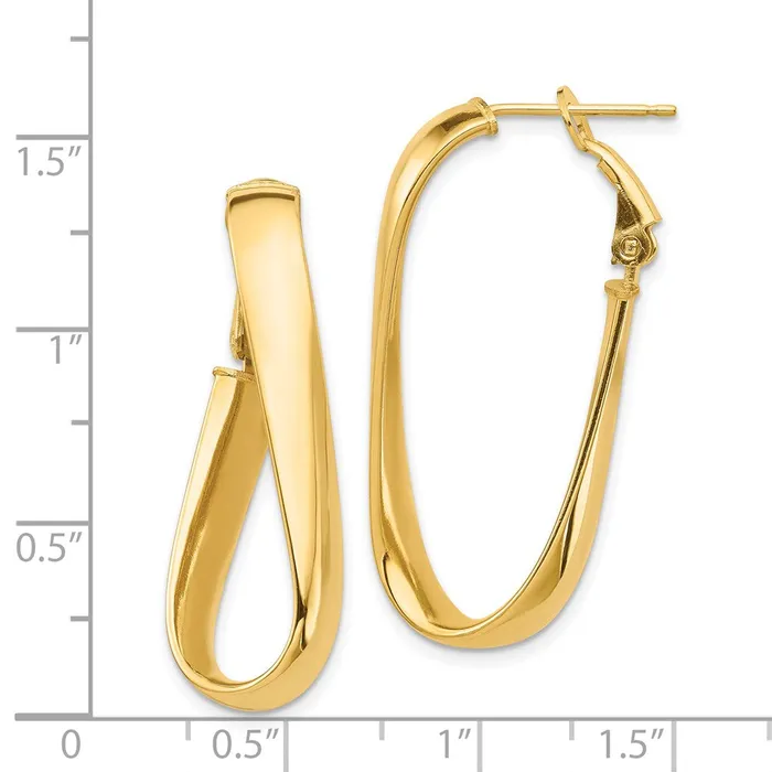 Earrings WB Choice Jewelry 14k High Polished 5mm Twisted Oval Omega Back Hoop EarringsWBCPRE990 Earrings WB Choice Jewelry 14k High Polished 5mm Twisted Oval Omega Back Hoop EarringsWBCPRE990