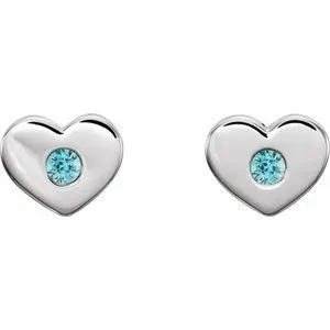 Earrings WB Choice Jewelry 14K White Blue Zircon Heart Earrings 86336674PSTWBC Earrings WB Choice Jewelry 14K White Blue Zircon Heart Earrings 86336674PSTWBC