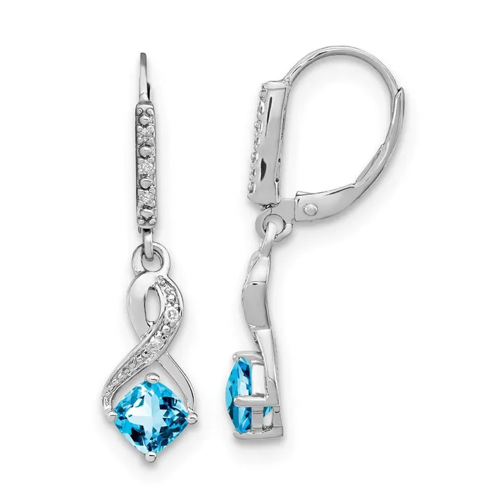 Earrings WB Choice Jewelry Sterling Silver Blue Topaz and Diamond EarringsWBCEM7402BT006SSA Earrings WB Choice Jewelry Sterling Silver Blue Topaz and Diamond EarringsWBCEM7402BT006SSA